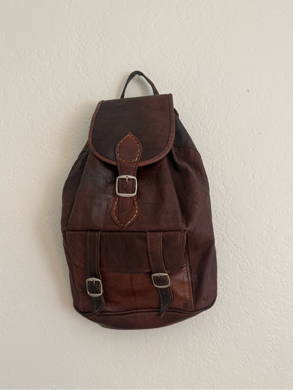 Leather Backpack - Brown Vintage-Style Bag